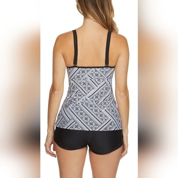 Splashletics Black & White Tankini Top (L) - Picture 2 of 7